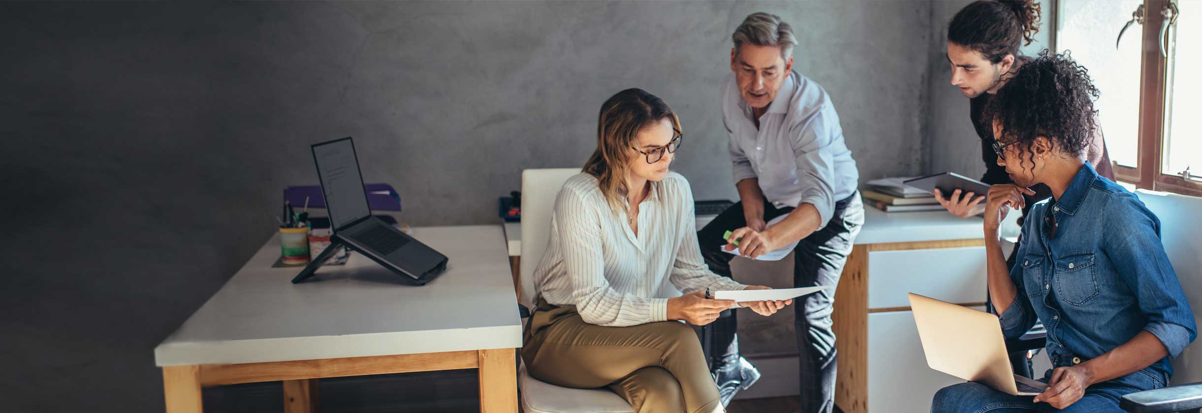 Team members having a meeting
